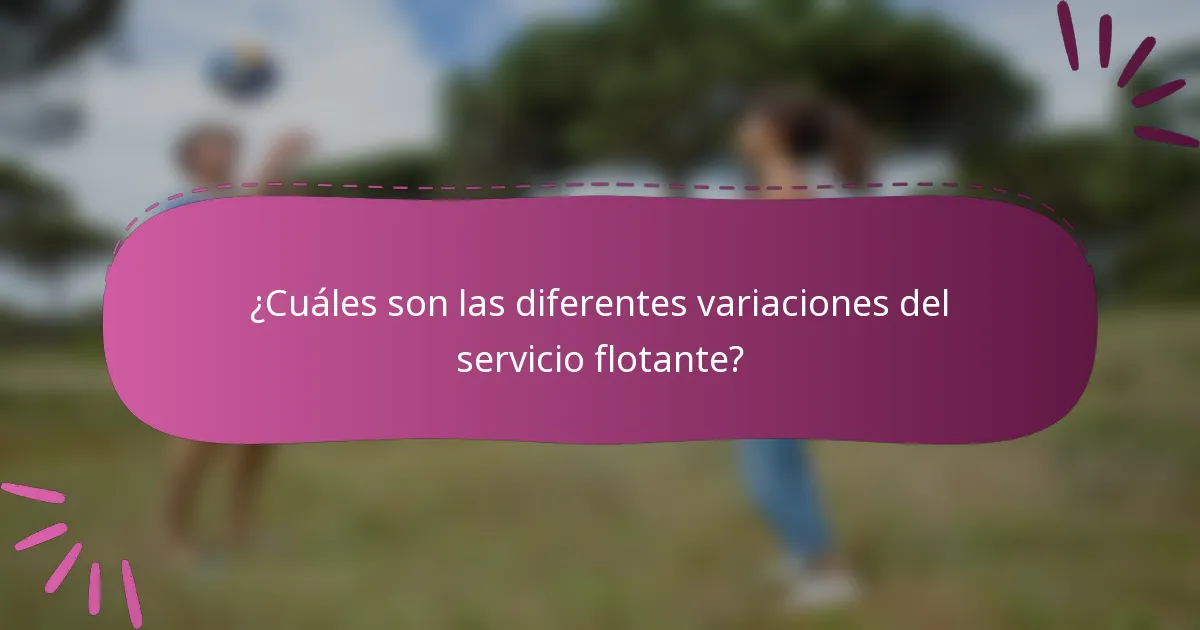 ¿Cuáles son las diferentes variaciones del servicio flotante?